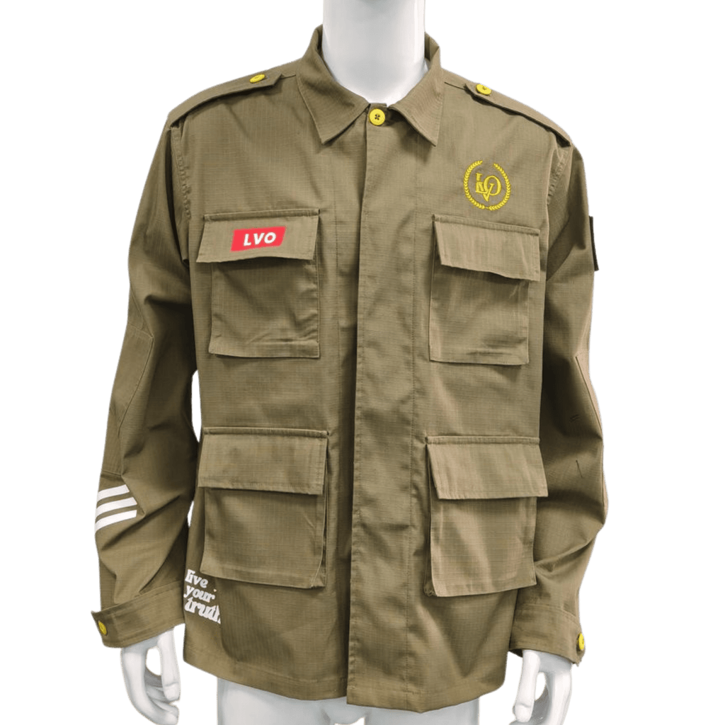LVO WAR READY – NO WARNINGS Solid Olive Field Jacket - LIB Vibes Only LLC.