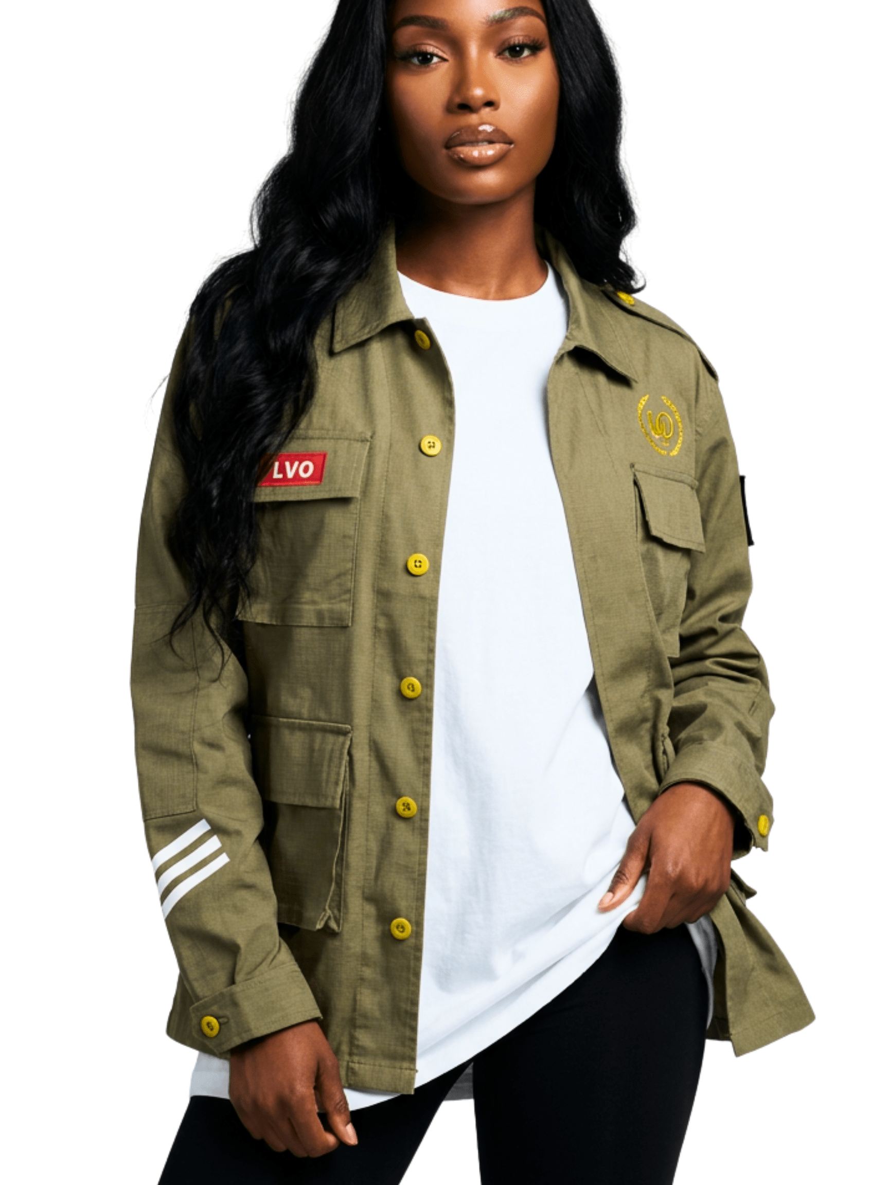 LVO Unisex WAR READY – NO WARNINGS Solid Olive Field Jacket - LIB Vibes Only LLC.