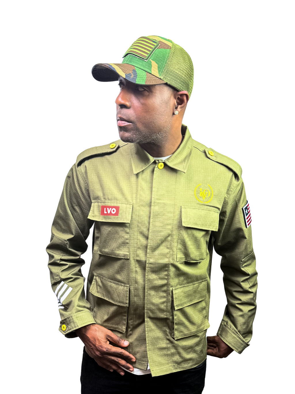 LVO WAR READY – NO WARNINGS Solid Olive Field Jacket - LIB Vibes Only LLC.