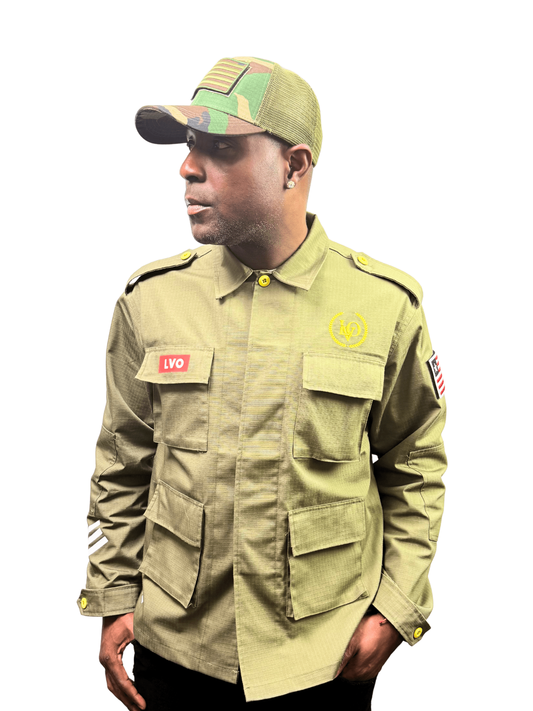 LVO WAR READY – NO WARNINGS Solid Olive Field Jacket - LIB Vibes Only LLC.