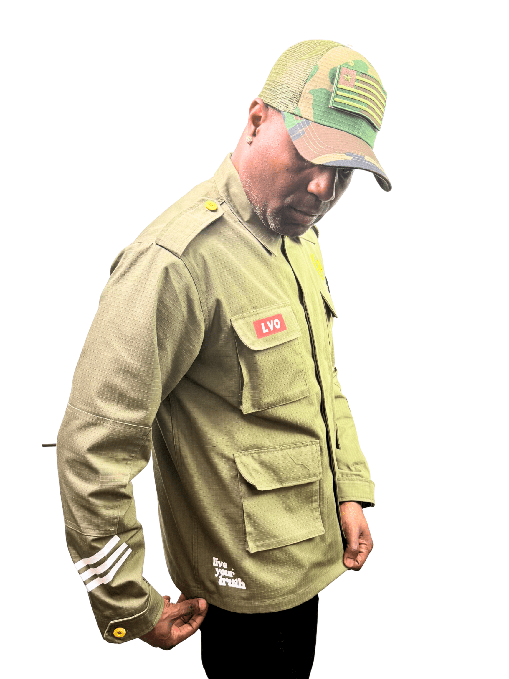 LVO WAR READY – NO WARNINGS Solid Olive Field Jacket - LIB Vibes Only LLC.