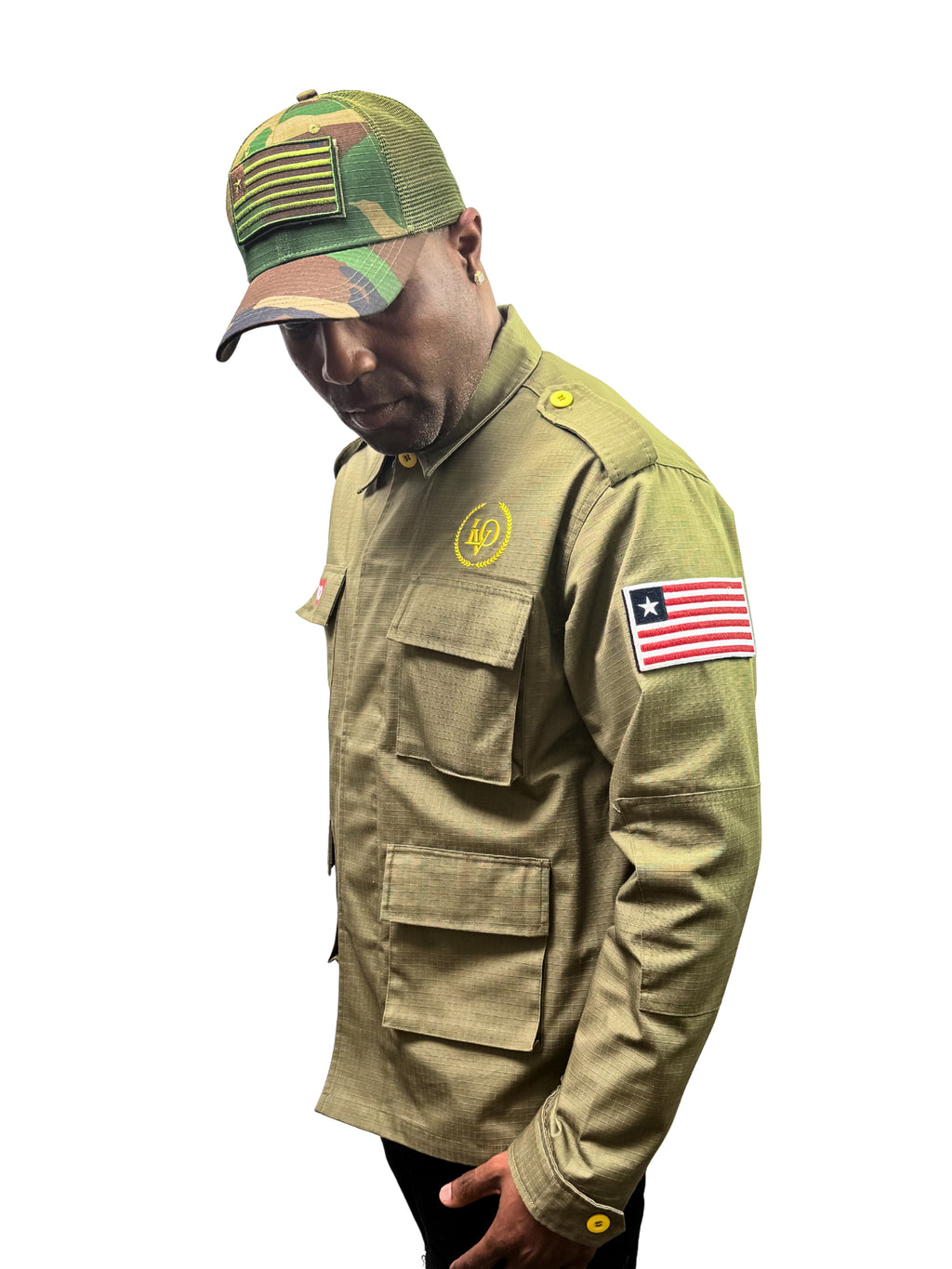 LVO WAR READY – NO WARNINGS Solid Olive Field Jacket - LIB Vibes Only LLC.