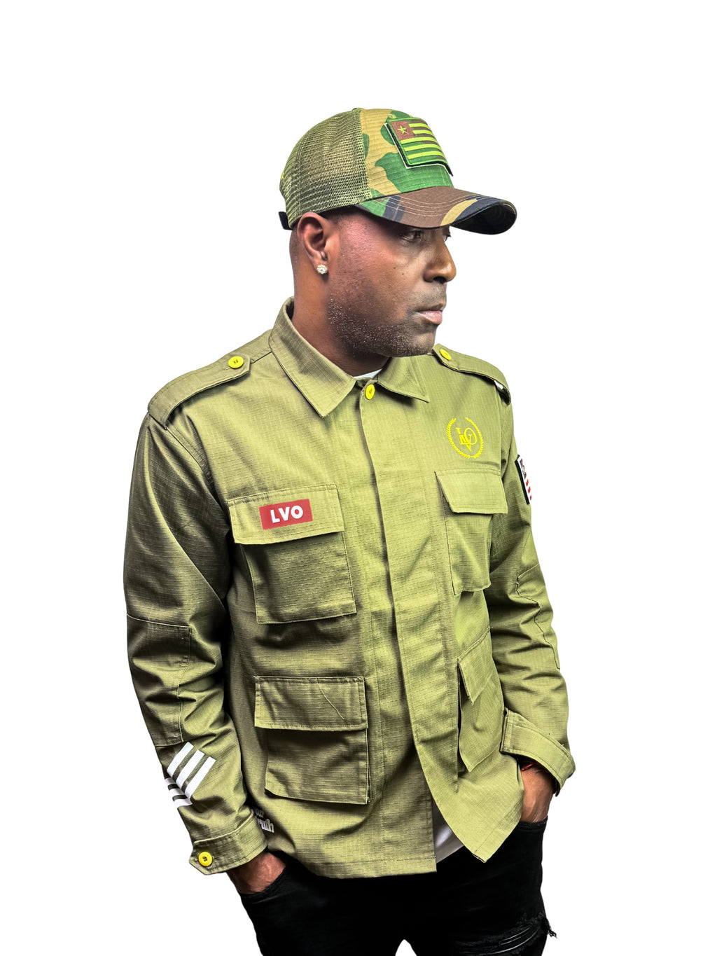 LVO WAR READY – NO WARNINGS Solid Olive Field Jacket - LIB Vibes Only LLC.