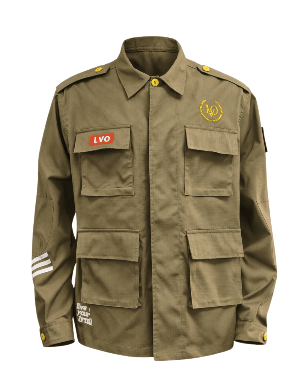 LVO WAR READY – NO WARNINGS Solid Olive Field Jacket - LIB Vibes Only LLC.