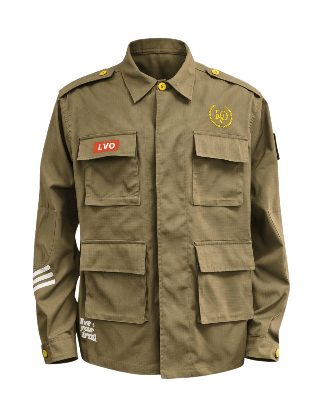 LVO WAR READY – NO WARNINGS Solid Olive Field Jacket - LIB Vibes Only LLC.