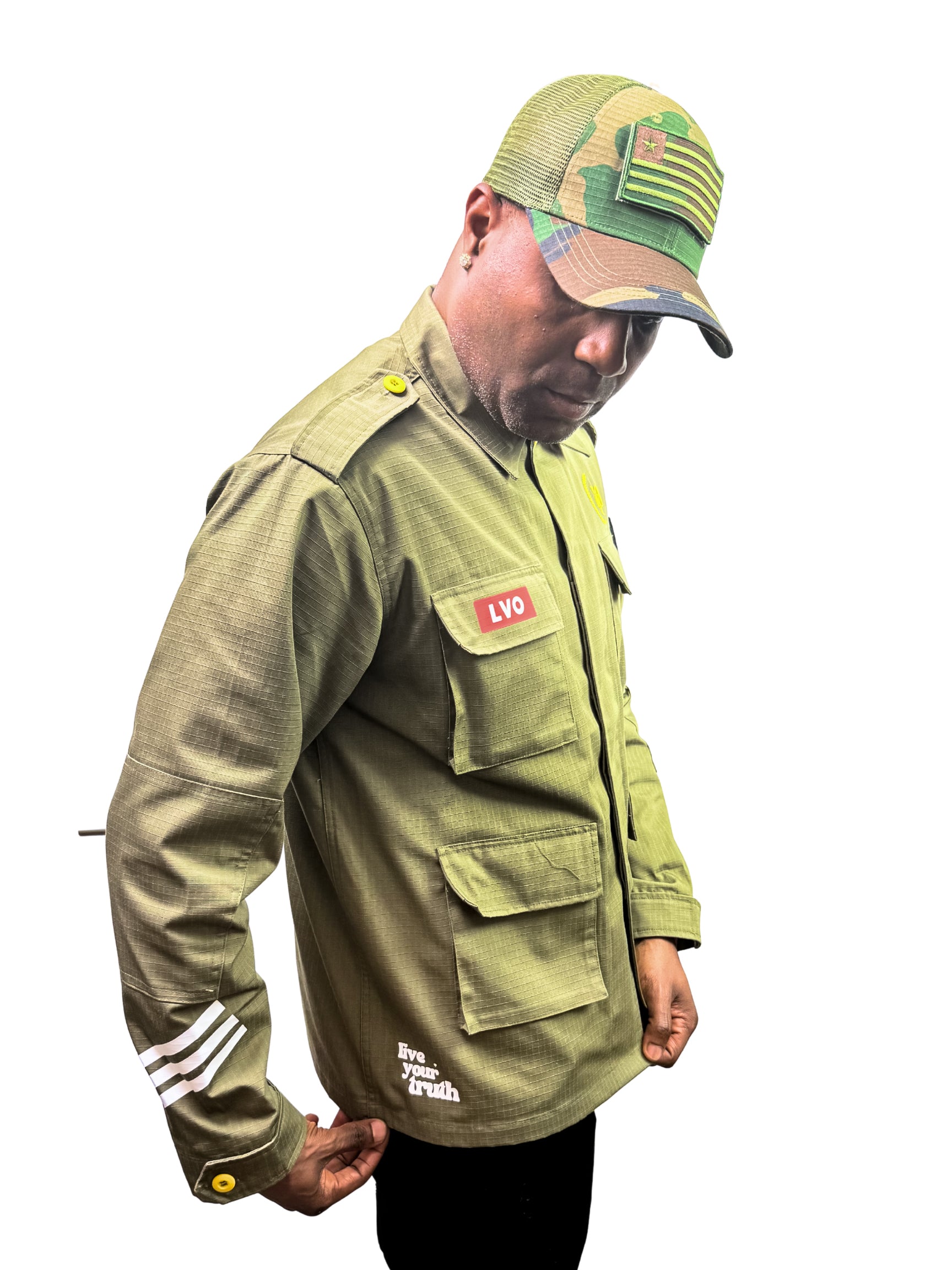 LVO WAR READY – NO WARNINGS Solid Olive Field Jacket - LIB Vibes Only LLC.